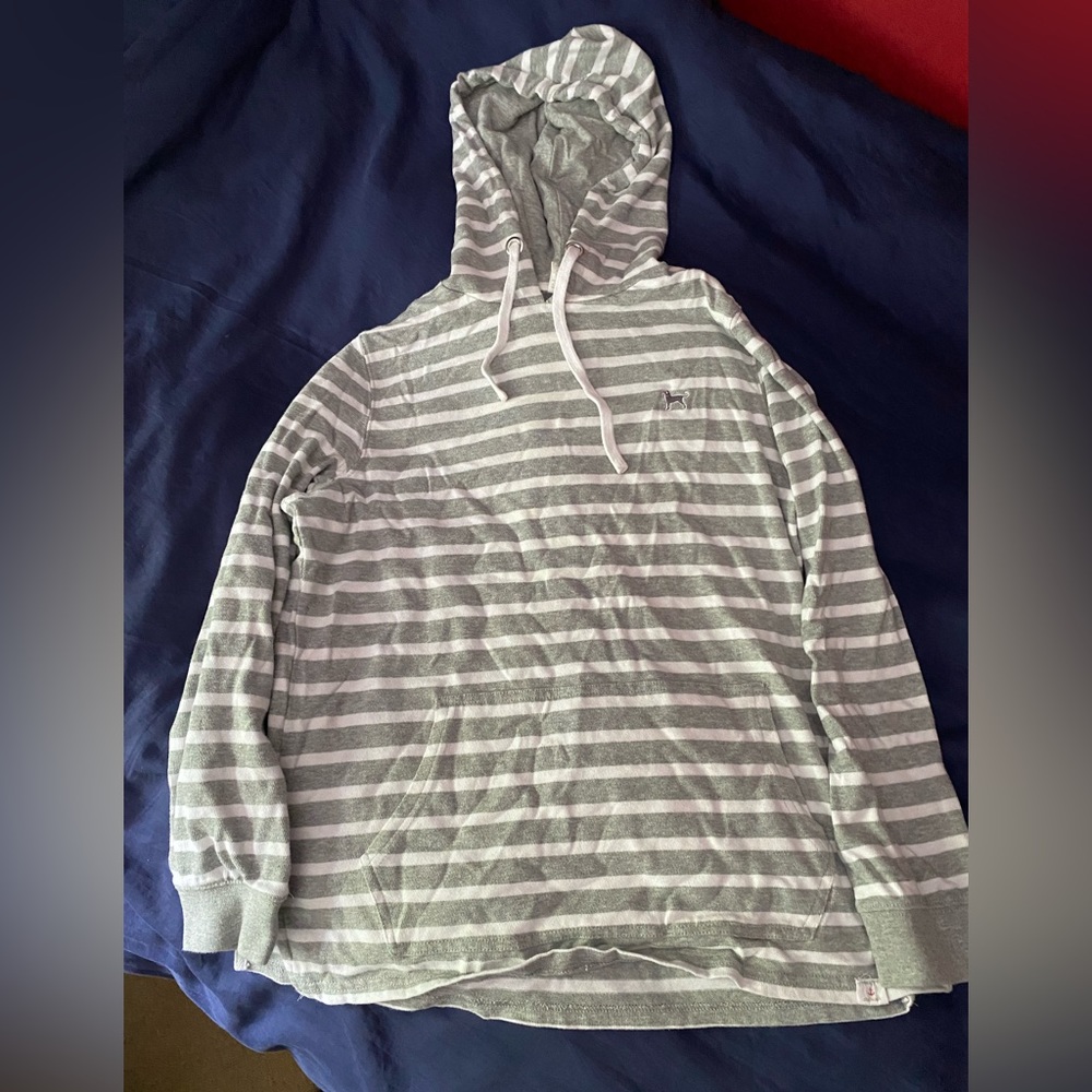 The Black Dog Hooded Sweatshirt striped gray size medium womens